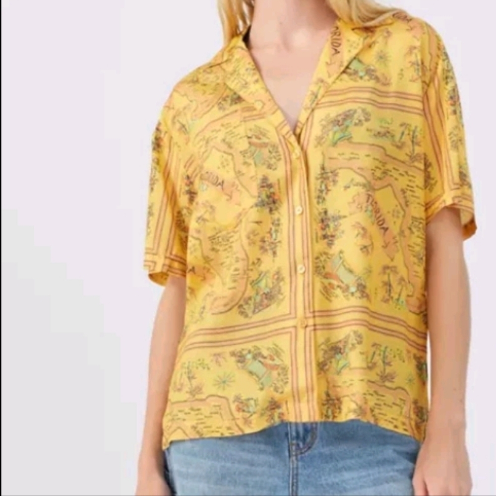 Urban Outfitter S Florida Print Women's Top - Picture 7 of 8